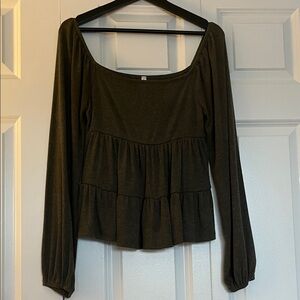 Altar'd State Olive Long Sleeve Blouse